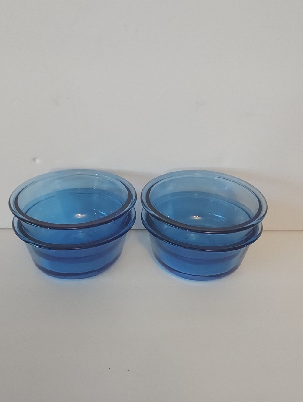 Vintage Anchor Hocking Blue Custard Bowls Ramekin Dishes 10 Oz.